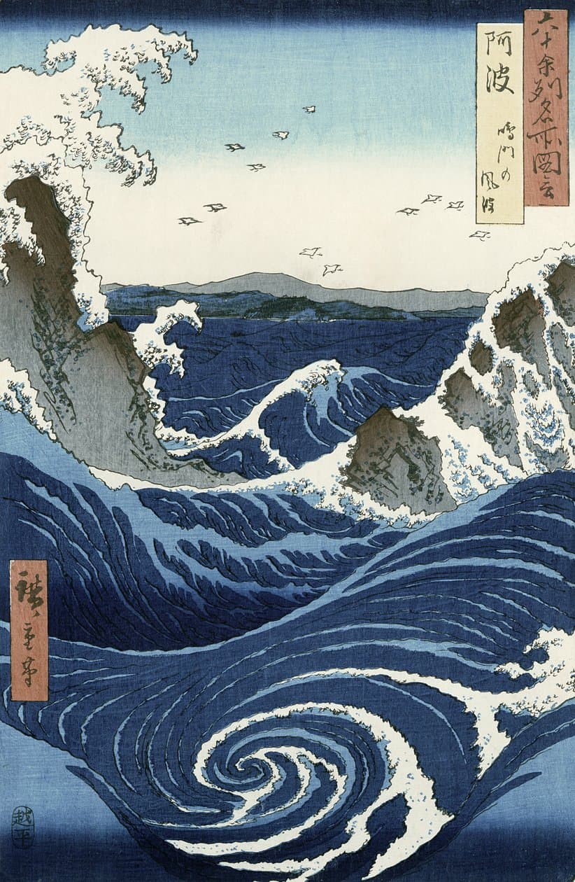 Los remolinos de Naruto en Awa de Utagawa Hiroshige